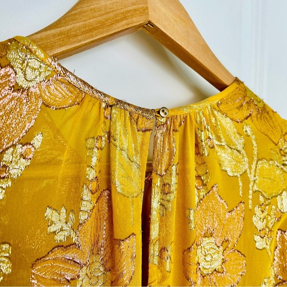 Ulla Johnson SET Rashida Skirt Aster Top Citrine Gold Yellow Metallic Maxi 12 XL - Picture 6 of 16